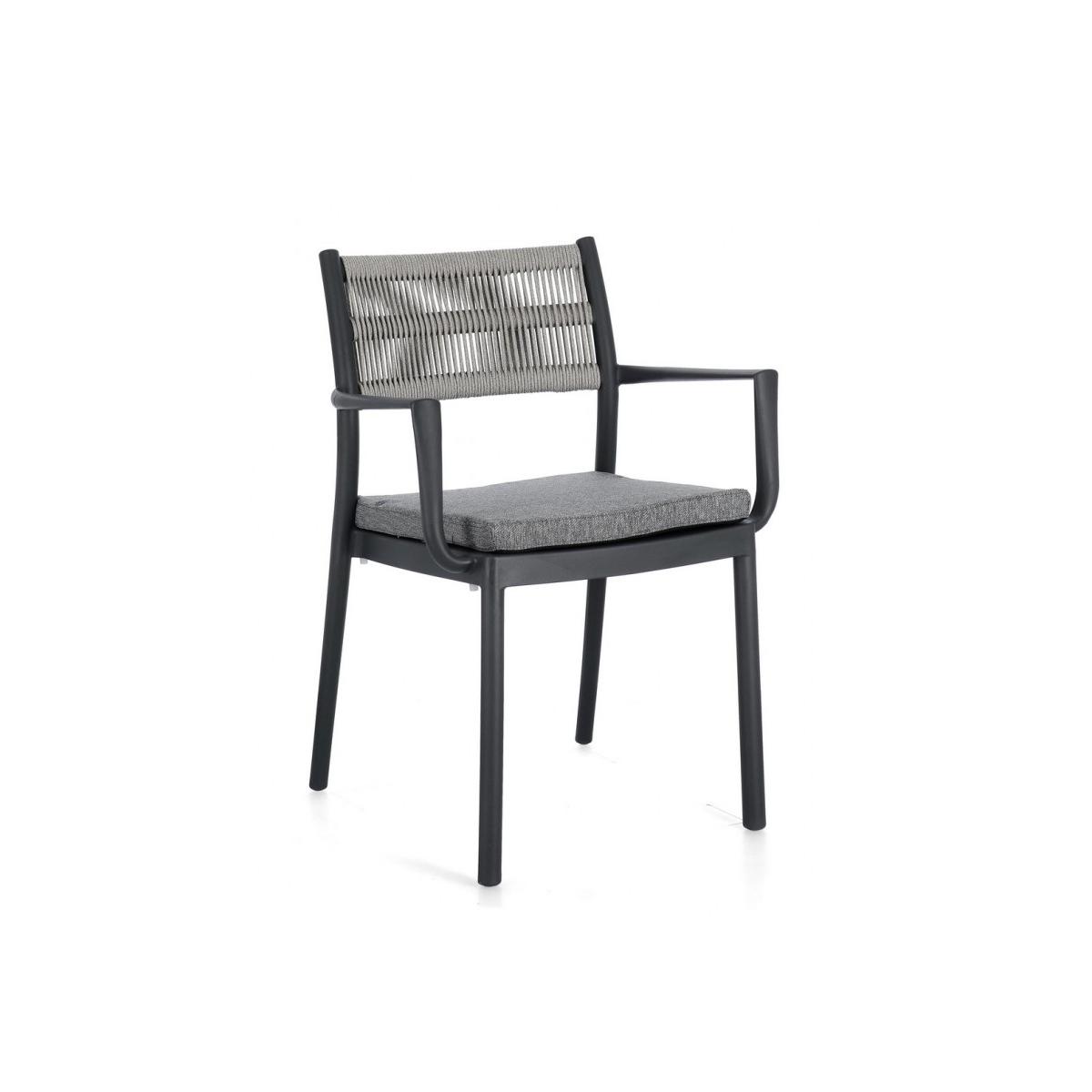 Sedia con Braccioli E Cuscino Alvin Antracite/Grigio Chiaro | Bizzotto