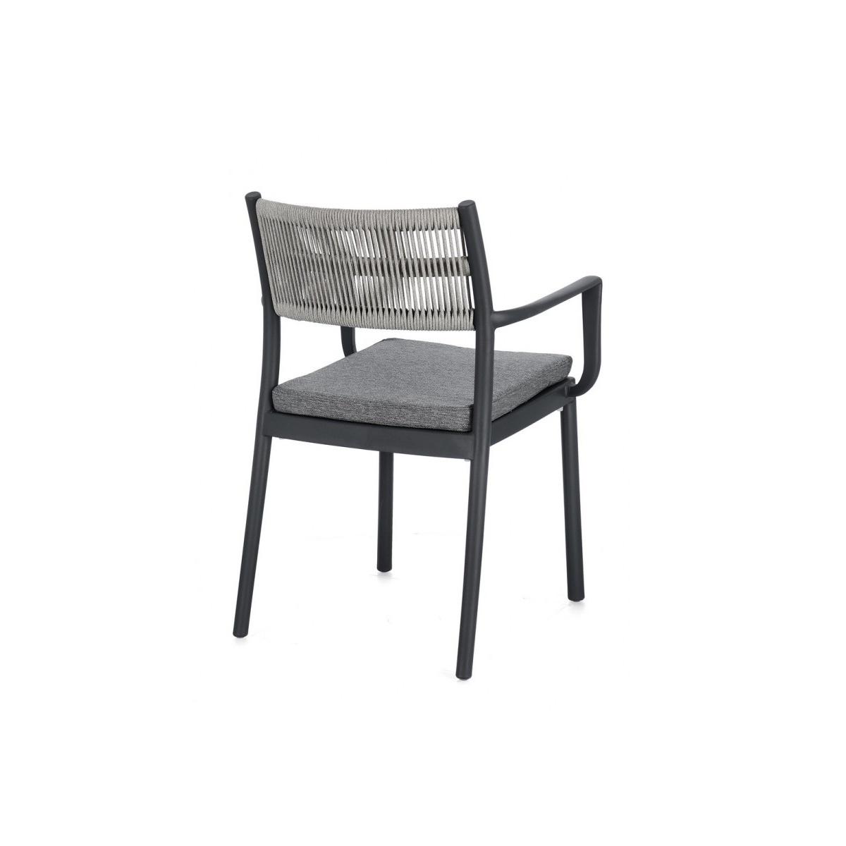 Sedia con Braccioli E Cuscino Alvin Antracite/Grigio Chiaro | Bizzotto