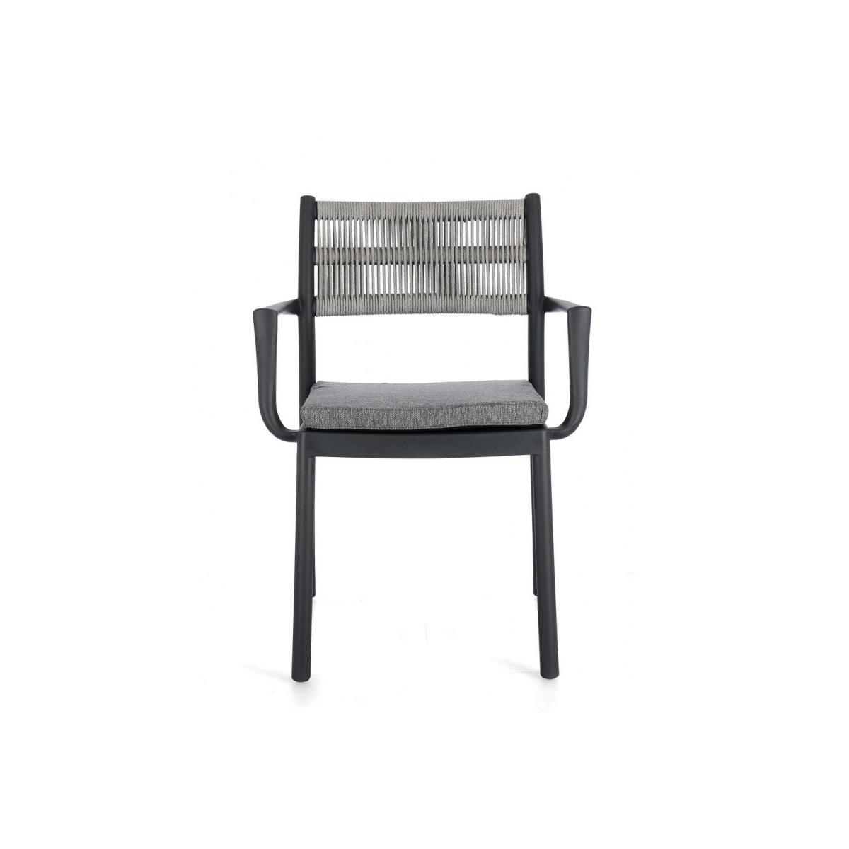 Sedia con Braccioli E Cuscino Alvin Antracite/Grigio Chiaro | Bizzotto