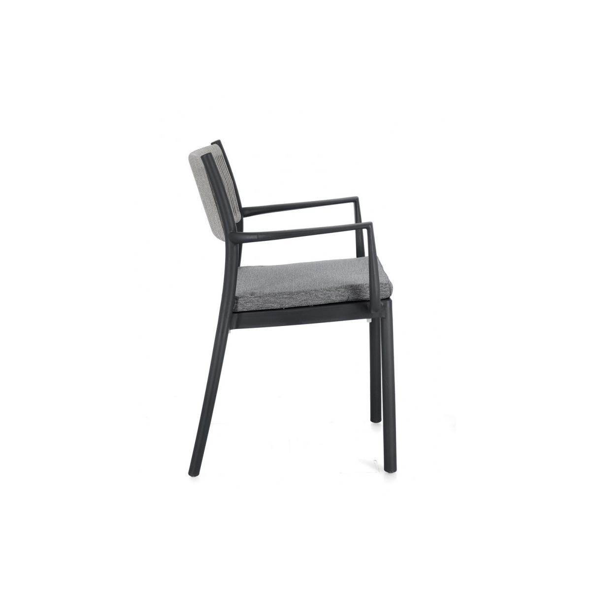 Sedia con Braccioli E Cuscino Alvin Antracite/Grigio Chiaro | Bizzotto
