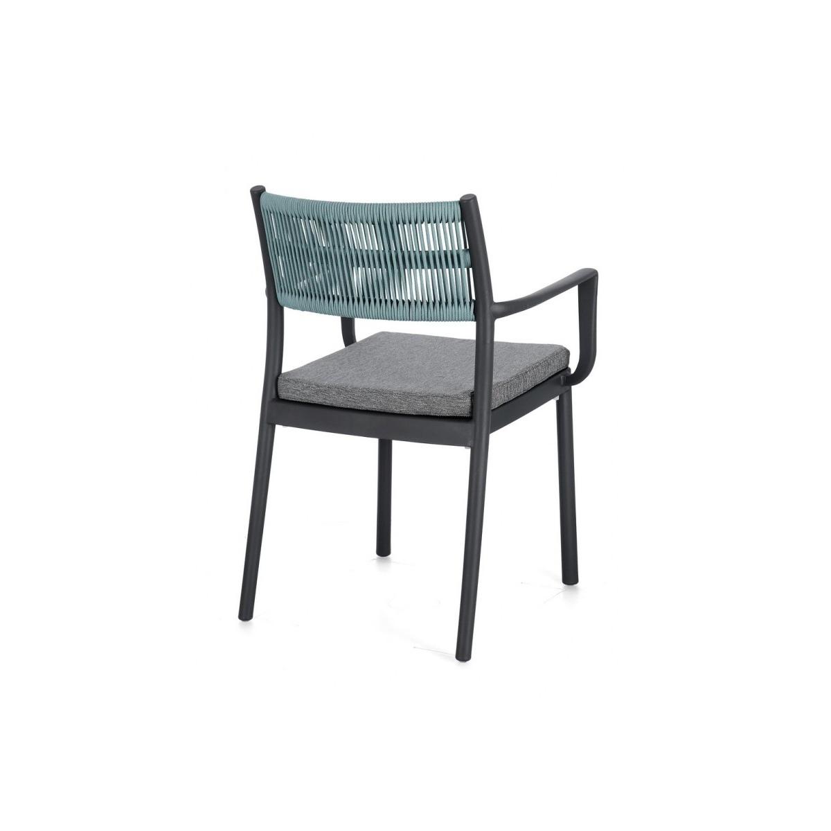 Sedia con Braccioli E Cuscino Alvin Antracite/Avio | Bizzotto