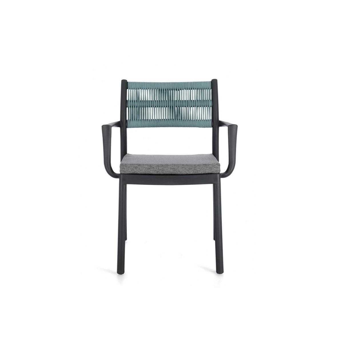 Sedia con Braccioli E Cuscino Alvin Antracite/Avio | Bizzotto