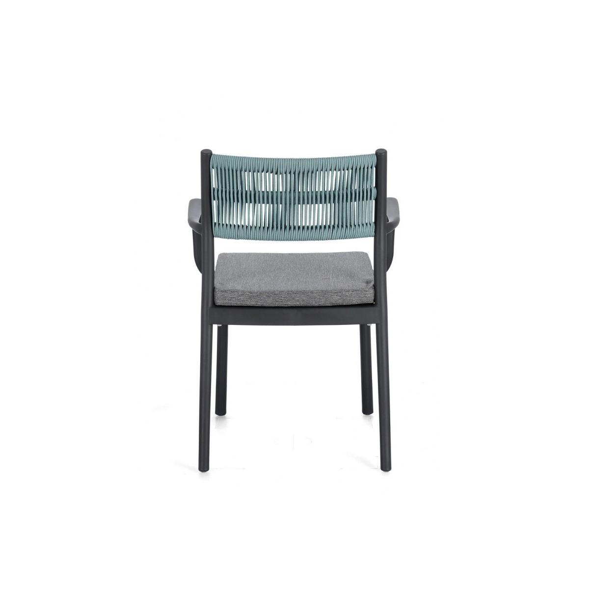 Sedia con Braccioli E Cuscino Alvin Antracite/Avio | Bizzotto
