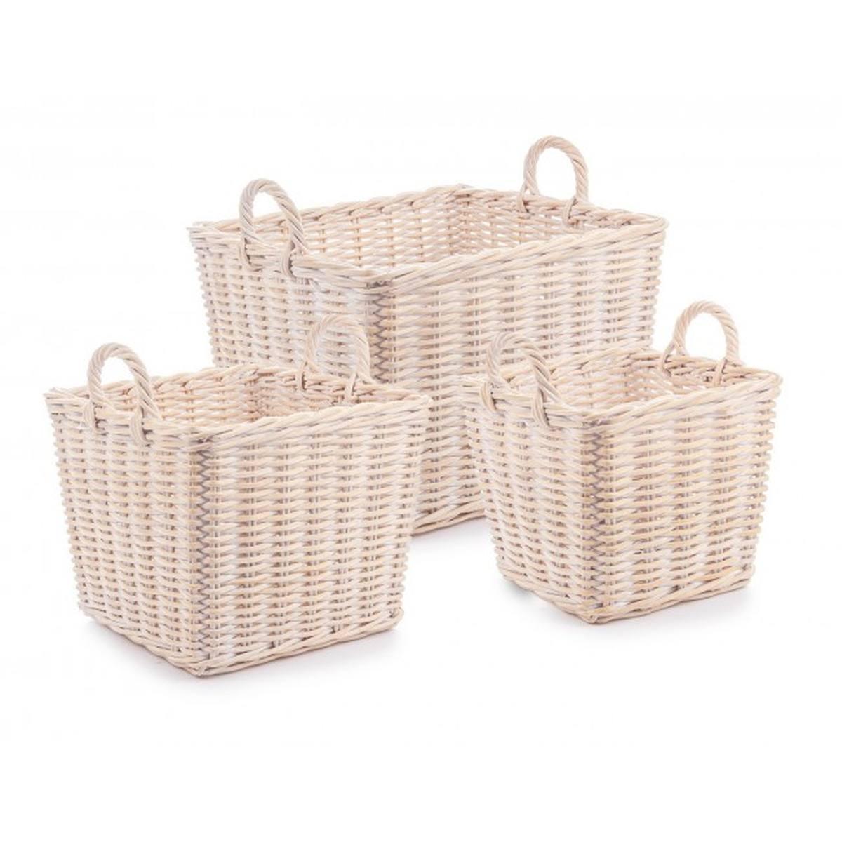 Cesto Set pz.3 2 Manici Narra Quadro Sbiancato | Bizzotto