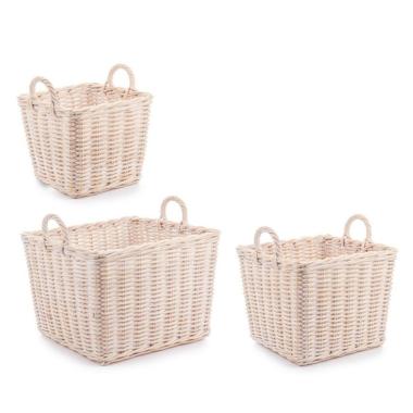 Cesto Set pz.3 2 Manici Narra Quadro Sbiancato | Bizzotto