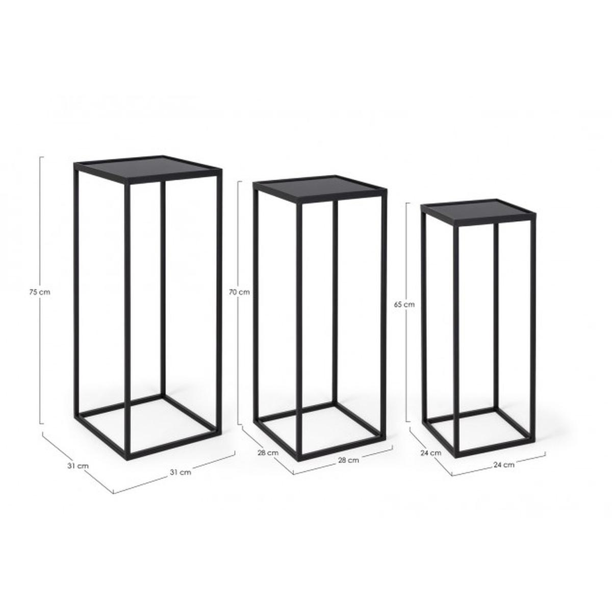 Tavolino Set pz.3 Nucleos Quadro Nero | Bizzotto