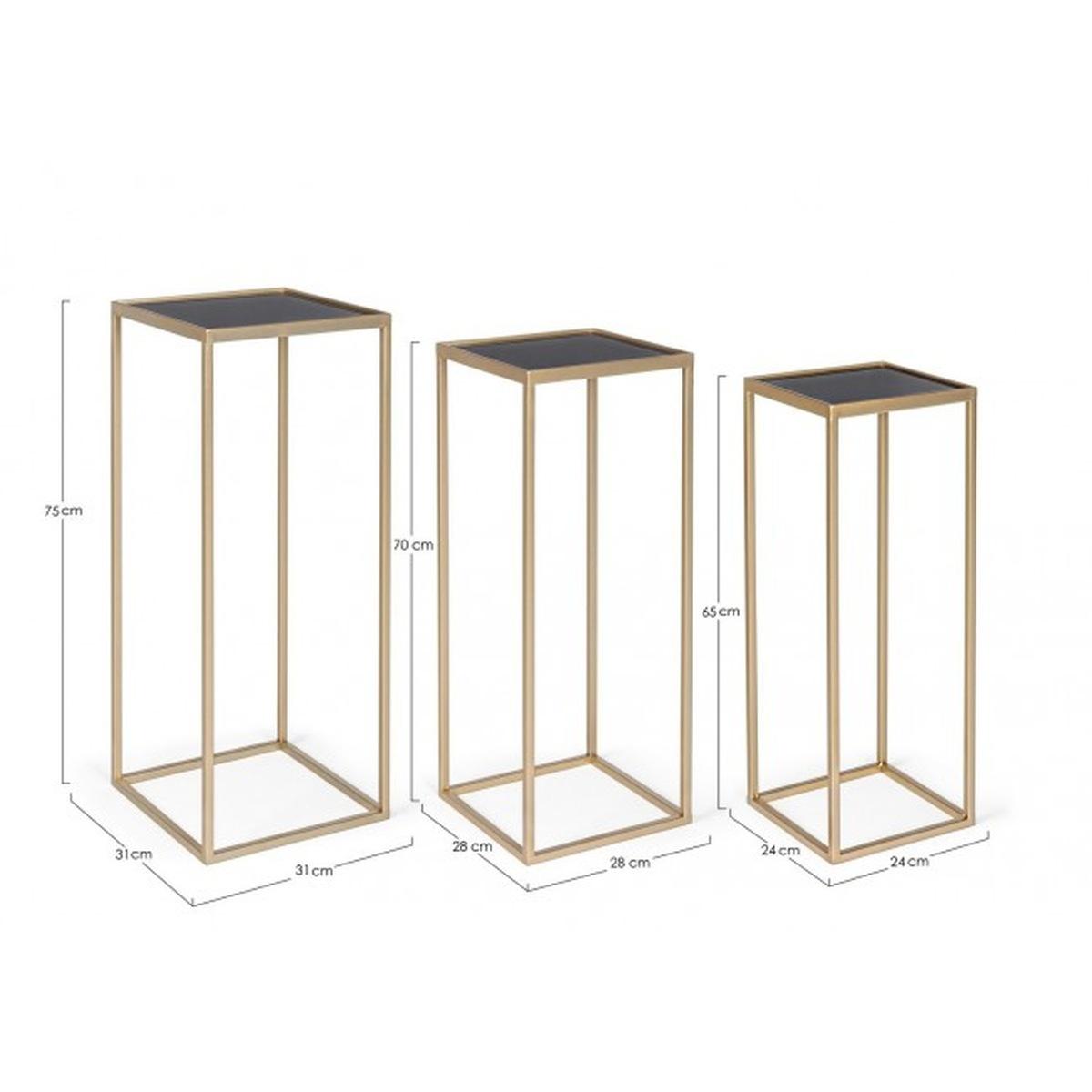 Tavolino Set pz.3 Nucleos Quadro Oro | Bizzotto