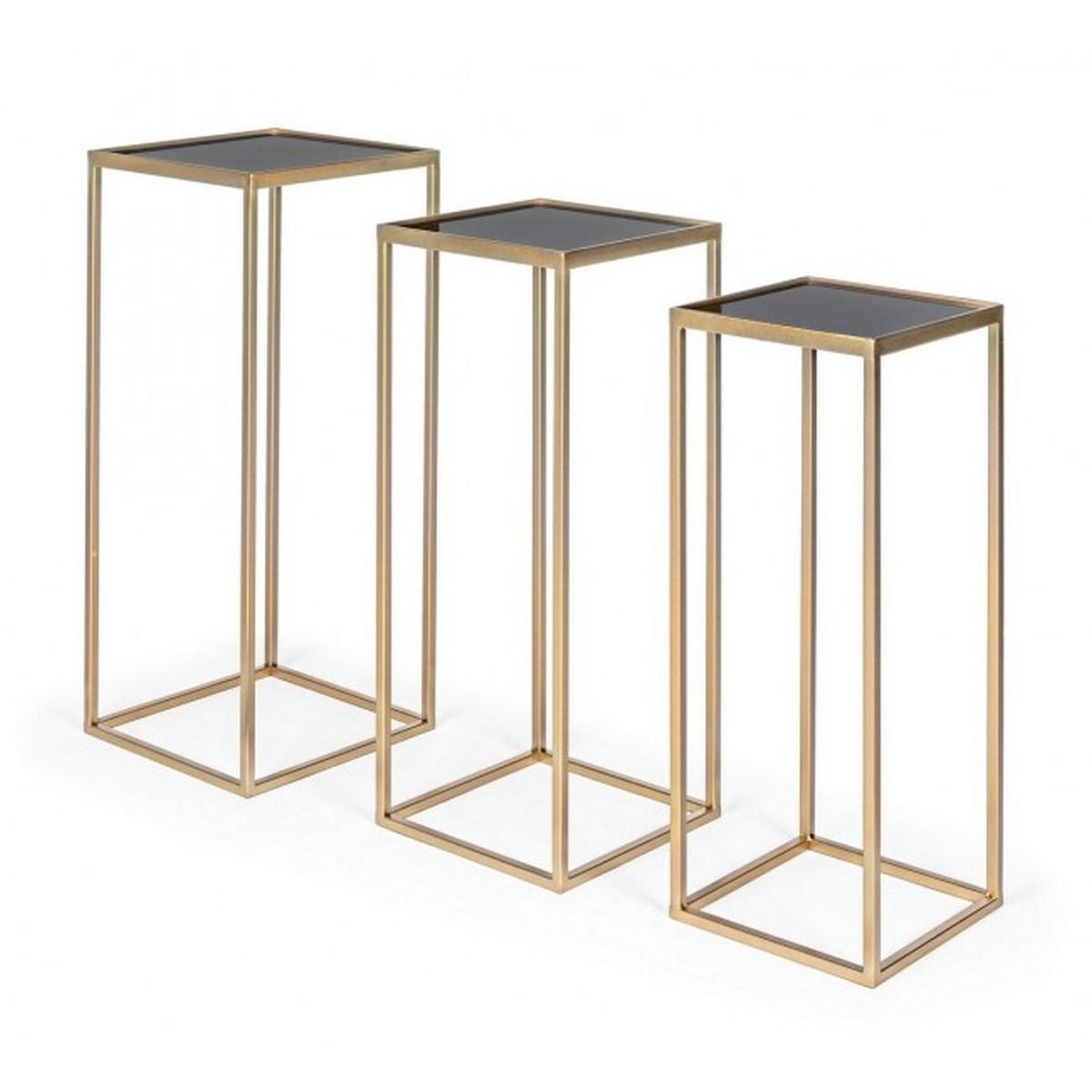 Tavolino Set pz.3 Nucleos Quadro Oro | Bizzotto