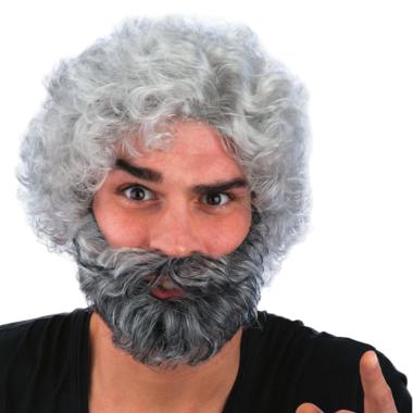 Costume Beppe Grillo - Parrucca Riccia Corta con Barba