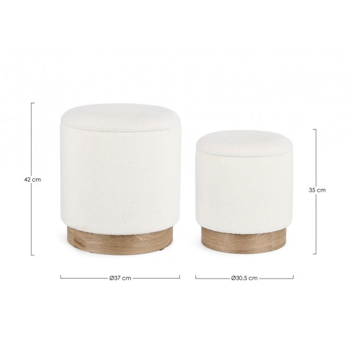Pouf Set pz.2 Contenitore.Zoya Bianco | Bizzotto