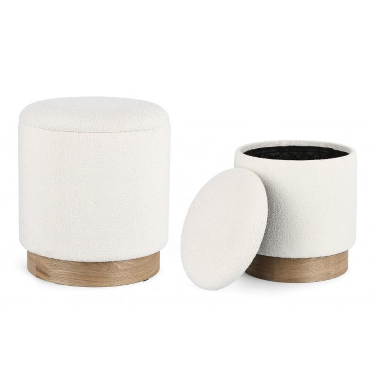 Pouf Set pz.2 Contenitore.Zoya Bianco | Bizzotto