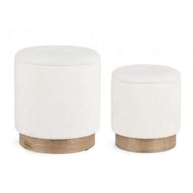Pouf Set pz.2 Contenitore.Zoya Bianco | Bizzotto