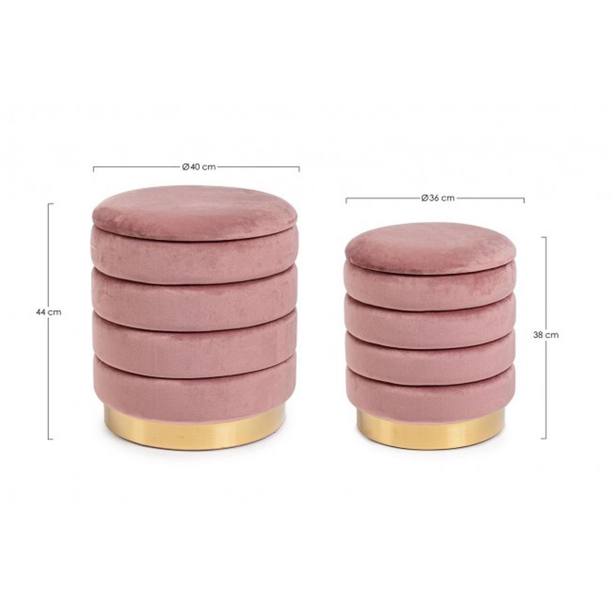 Pouf Set pz.2 Contenitore Darina Rosa Antico | Bizzotto
