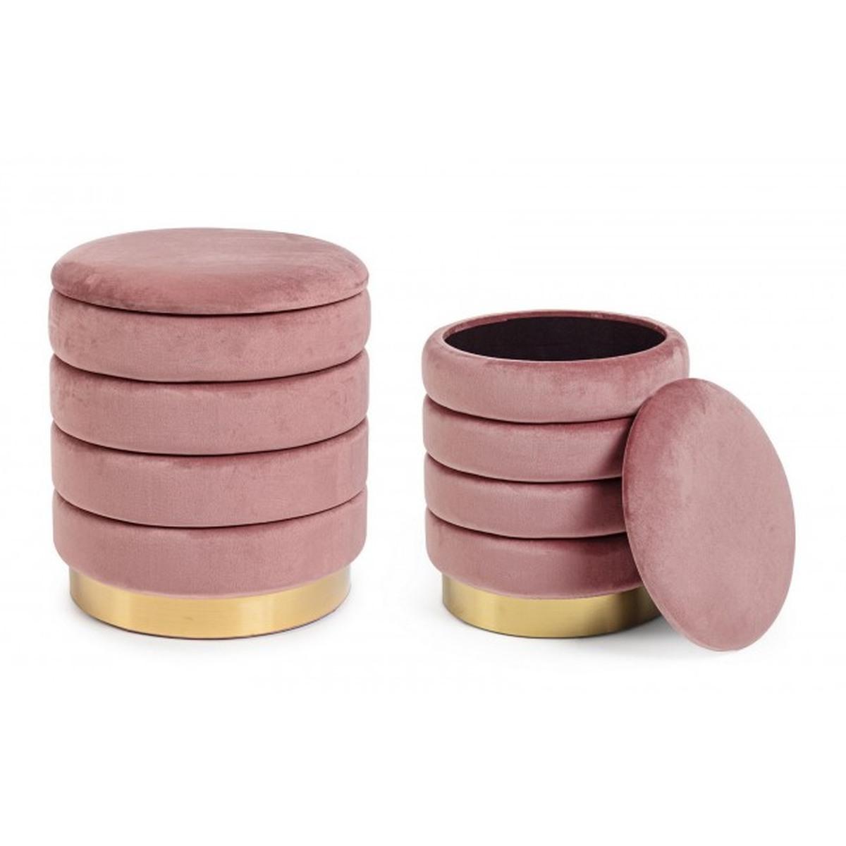 Pouf Set pz.2 Contenitore Darina Rosa Antico | Bizzotto