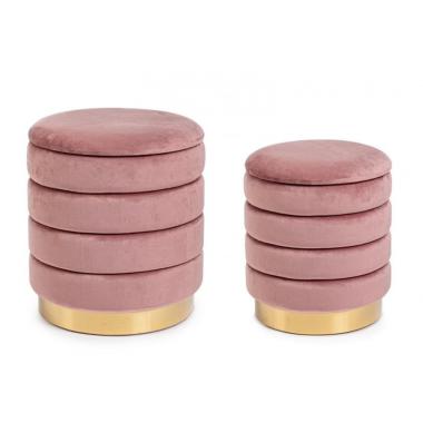 Pouf Set pz.2 Contenitore Darina Rosa Antico | Bizzotto
