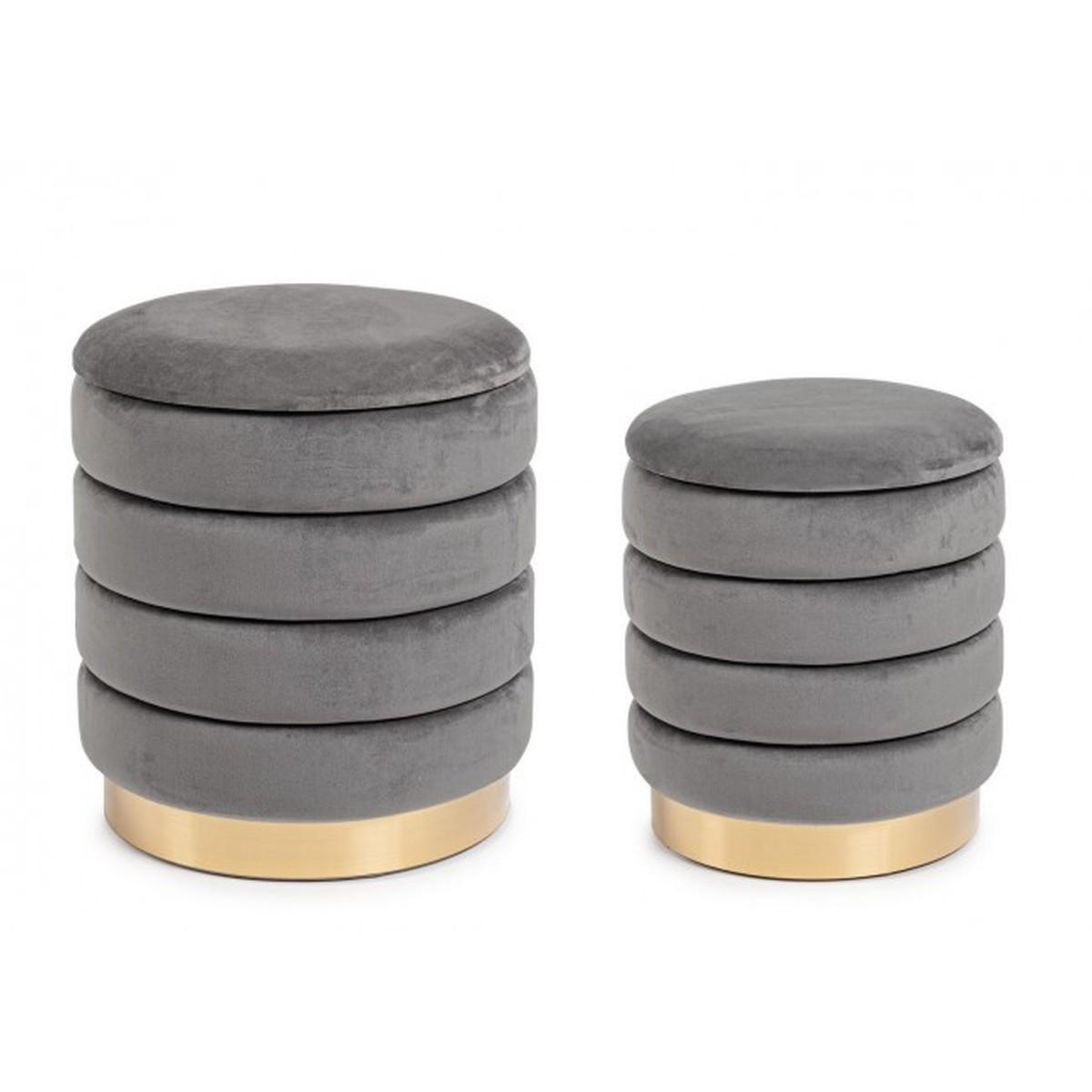 Pouf Set pz.2 Contenitore Darina Grigio | Bizzotto