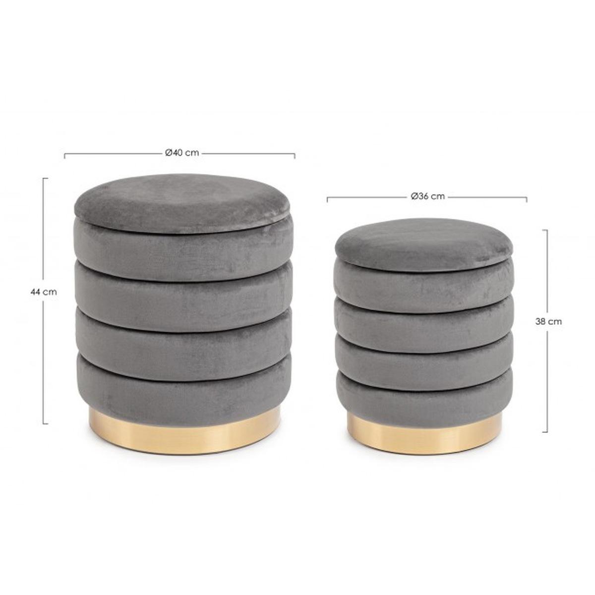 Pouf Set pz.2 Contenitore Darina Grigio | Bizzotto