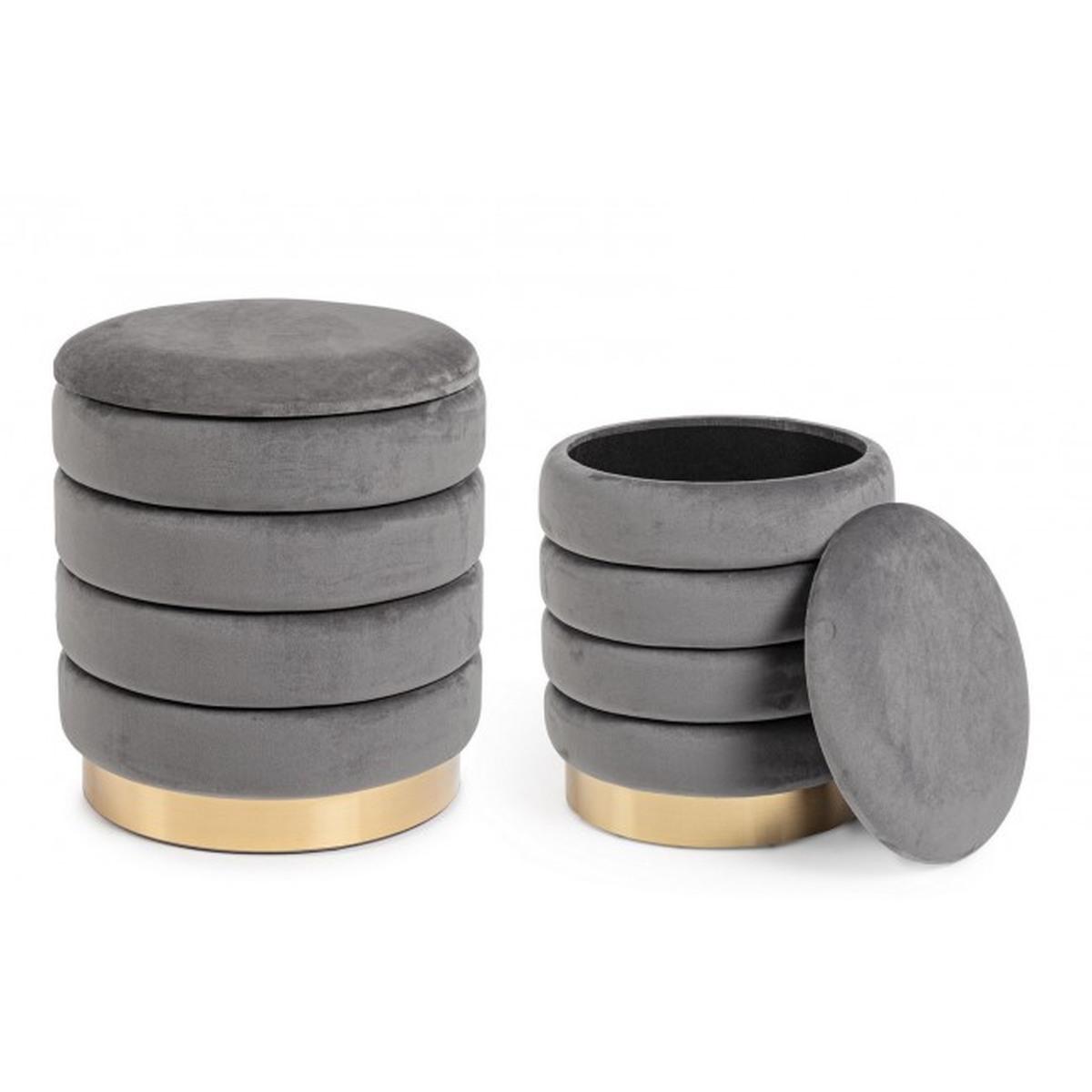 Pouf Set pz.2 Contenitore Darina Grigio | Bizzotto