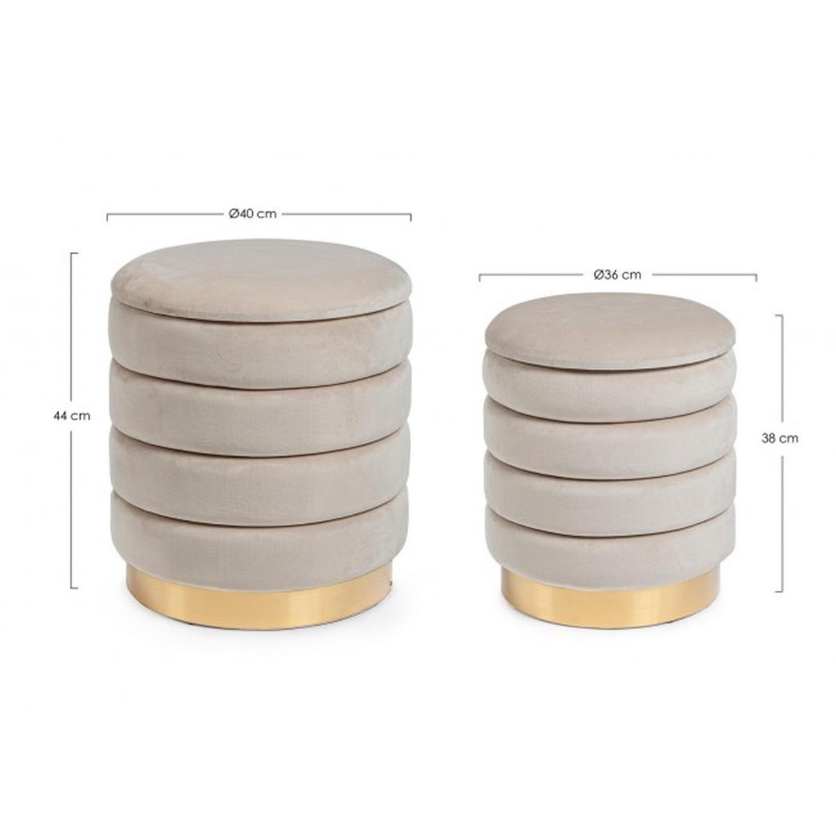 Pouf Set pz.2 Contenitore Darina Beige | Bizzotto