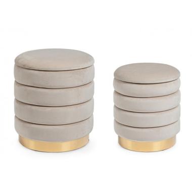 Pouf Set pz.2 Contenitore Darina Beige | Bizzotto