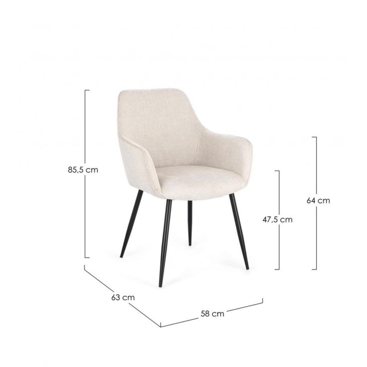 Sedia con Braccioli Cora Nero/Beige | Bizzotto