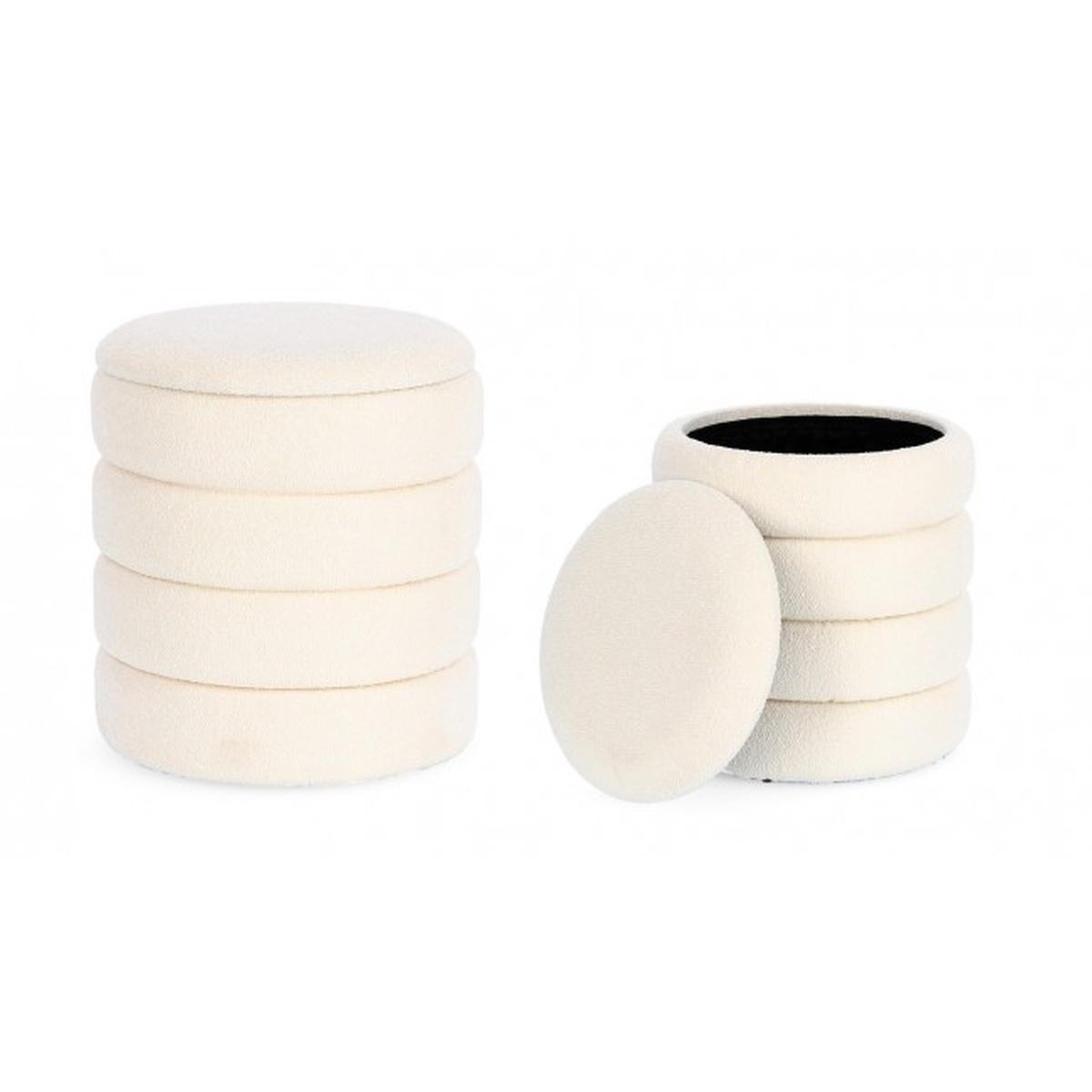 Pouf Set pz.2 Contenitore Katerina Bianco Boucle' | Bizzotto