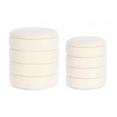 Pouf Set pz.2 Contenitore Katerina Bianco Boucle' | Bizzotto