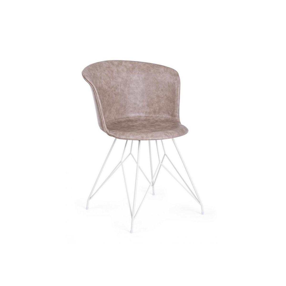 Sedia Loft Bianco Pu Beige Vintage | Bizzotto