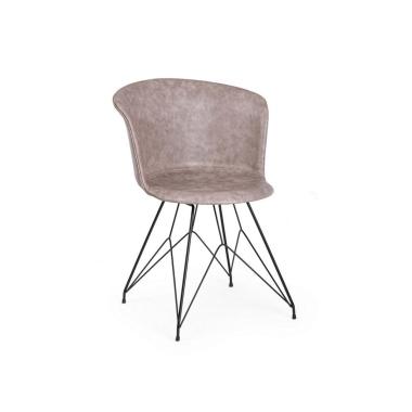 Sedia Loft Nero Pu Beige Vintage | Bizzotto