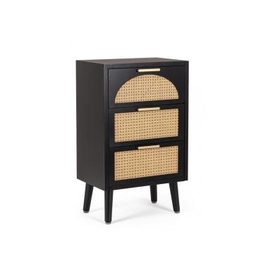 Cassettiera 3 Cassetti Josine Nero | Bizzotto