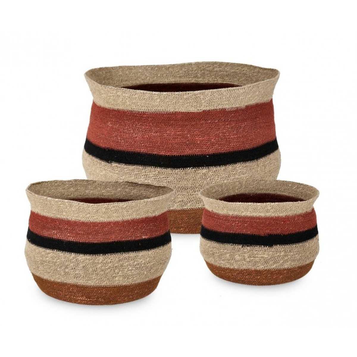 Cesto Set pz.3 Waylon Anfora Alto Nat-Rosso | Bizzotto
