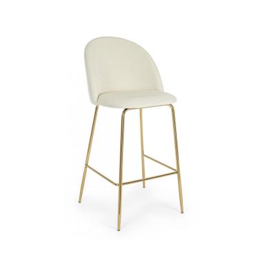 Sgabello Bar Carry Velluto Bianco | Bizzotto