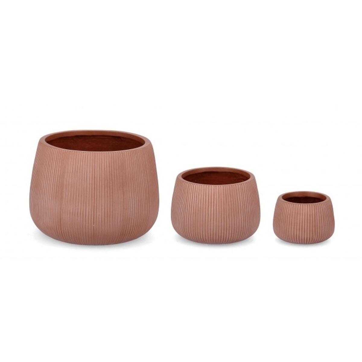 Portavaso Set pz.3 Ribbed Bomb Terracotta Alto | Bizzotto
