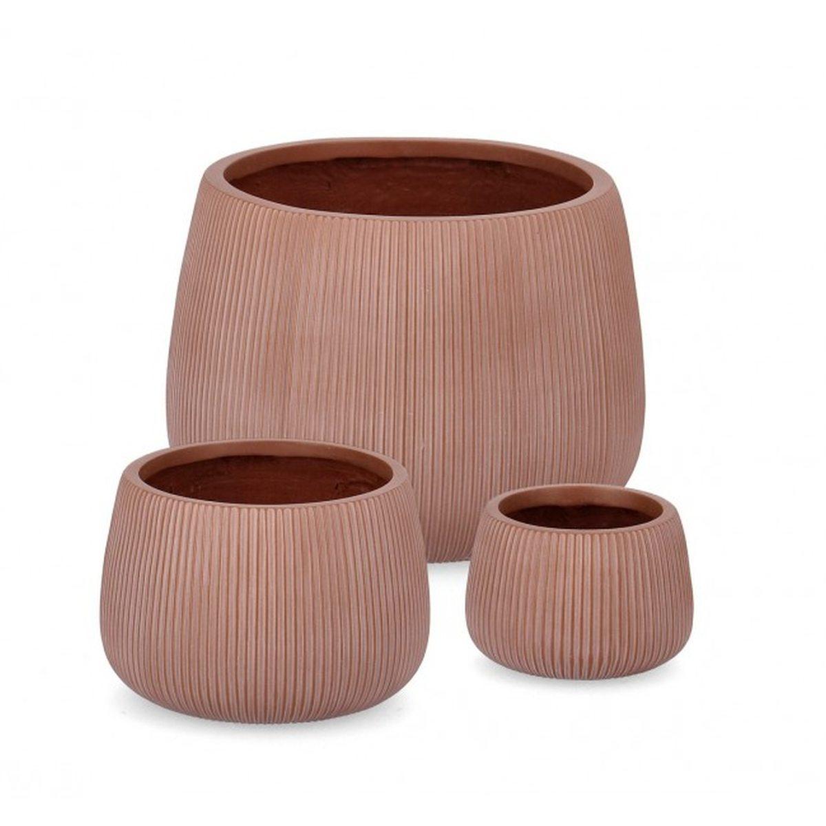Portavaso Set pz.3 Ribbed Bomb Terracotta Alto | Bizzotto