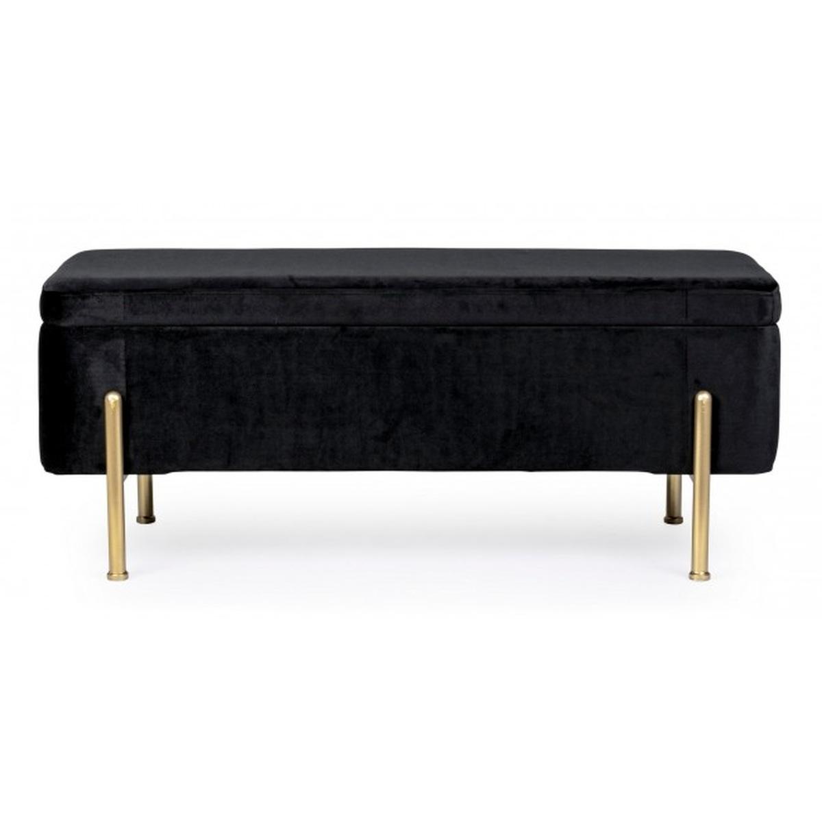 Panca 2 Posti Contenitore Irina Nero | Bizzotto