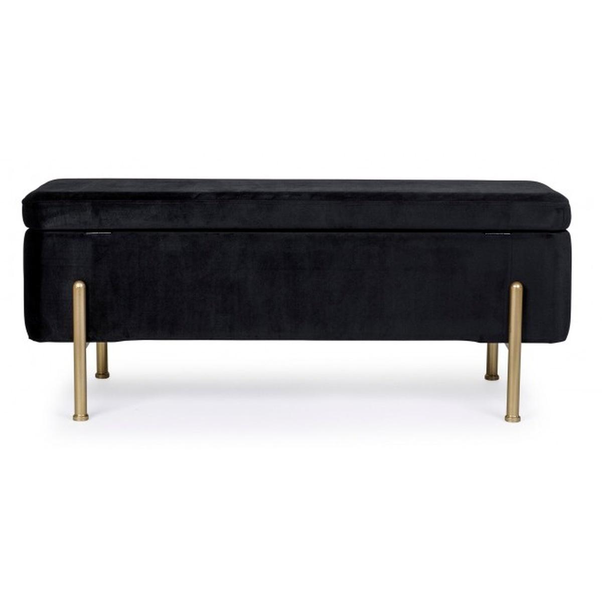 Panca 2 Posti Contenitore Irina Nero | Bizzotto