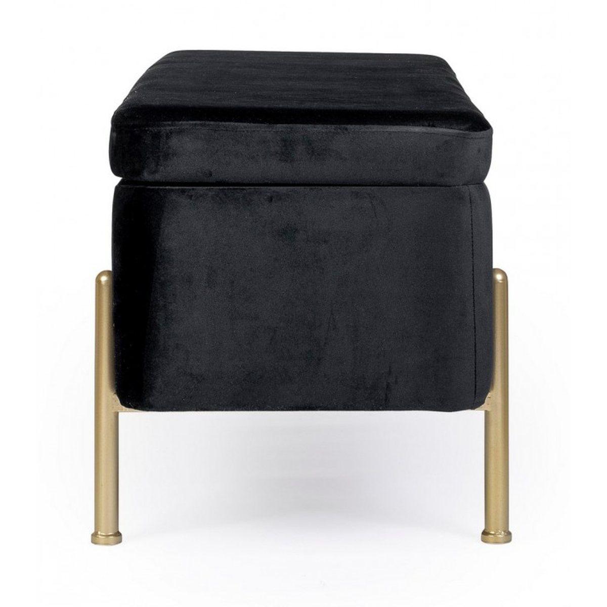 Panca 2 Posti Contenitore Irina Nero | Bizzotto