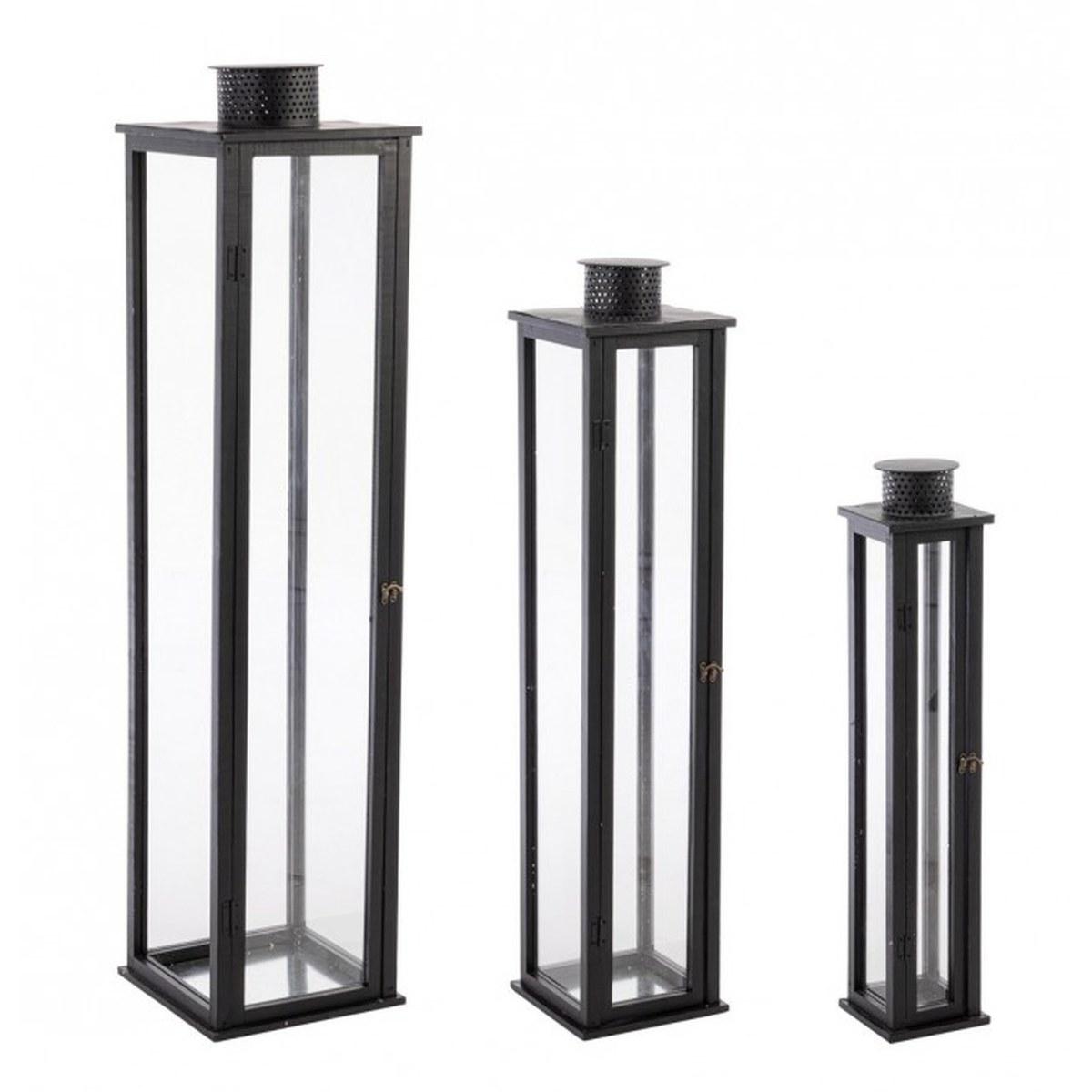 Lanterna Set pz.3 Torsti Nero | Bizzotto