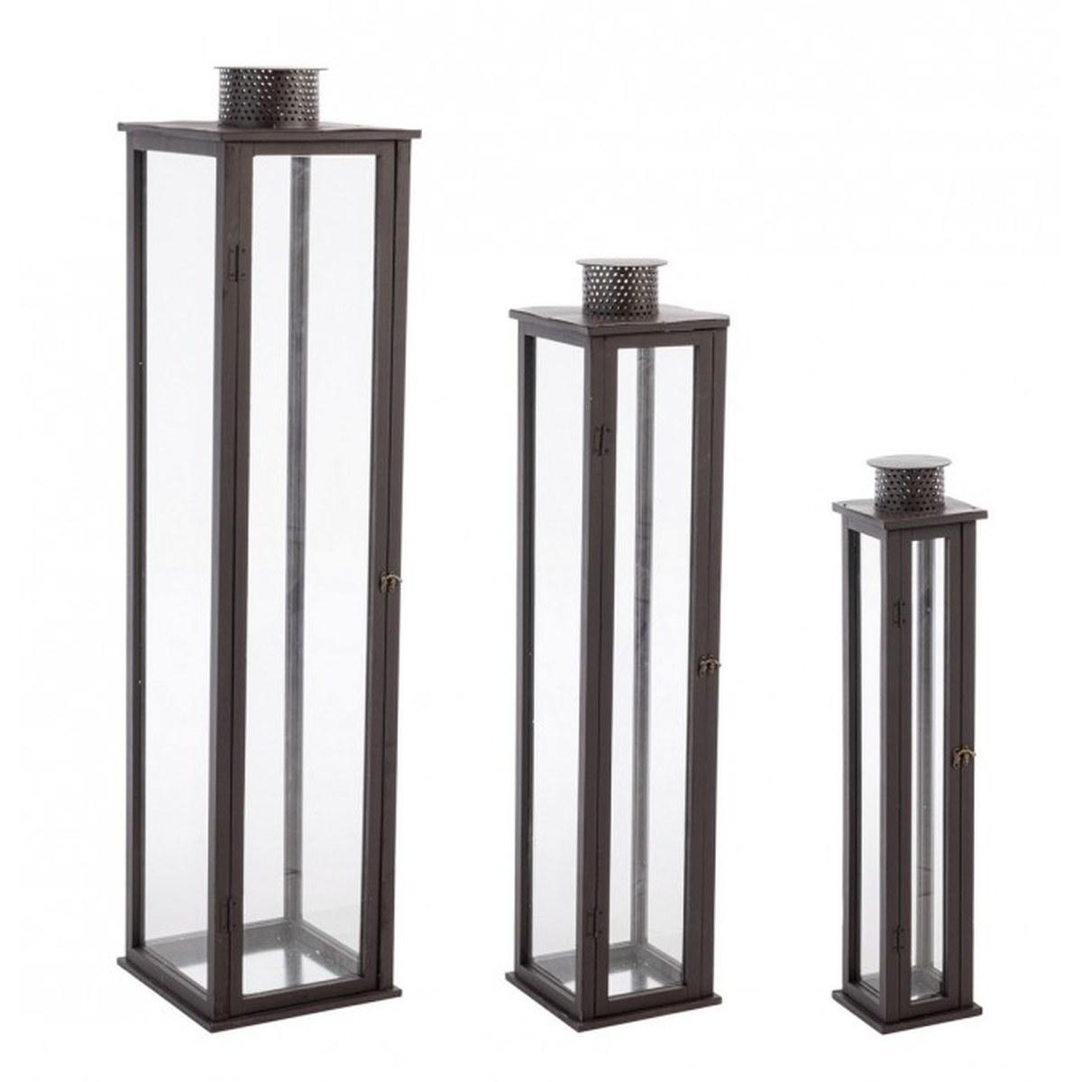 Lanterna Set pz.3 Torsti Marrone Scuro | Bizzotto