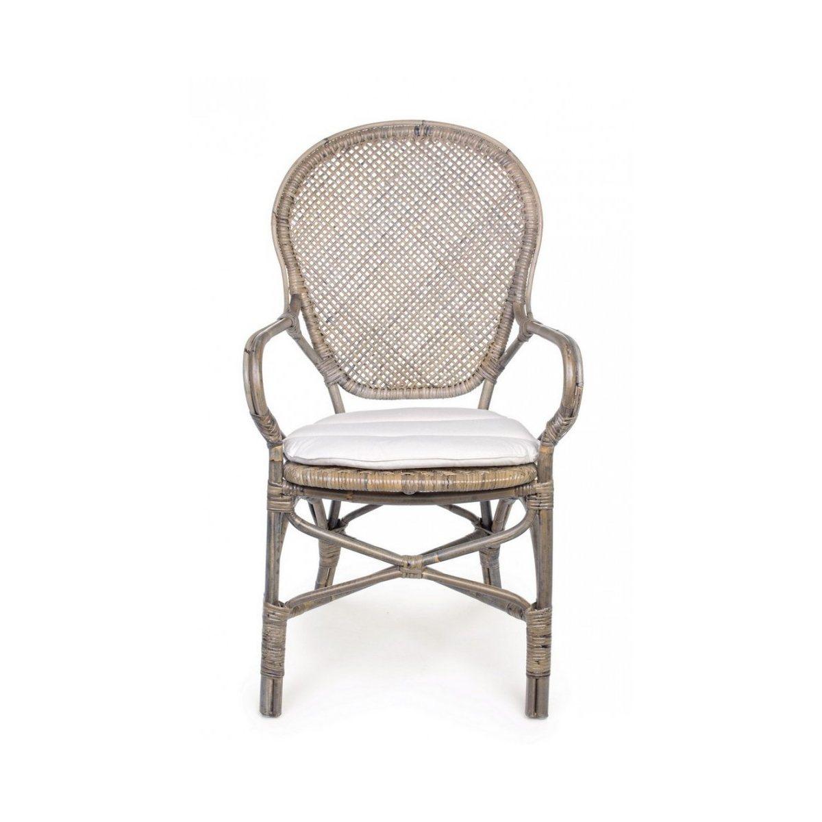 Sedia con Braccioli E Cuscino Edelina Nat | Bizzotto