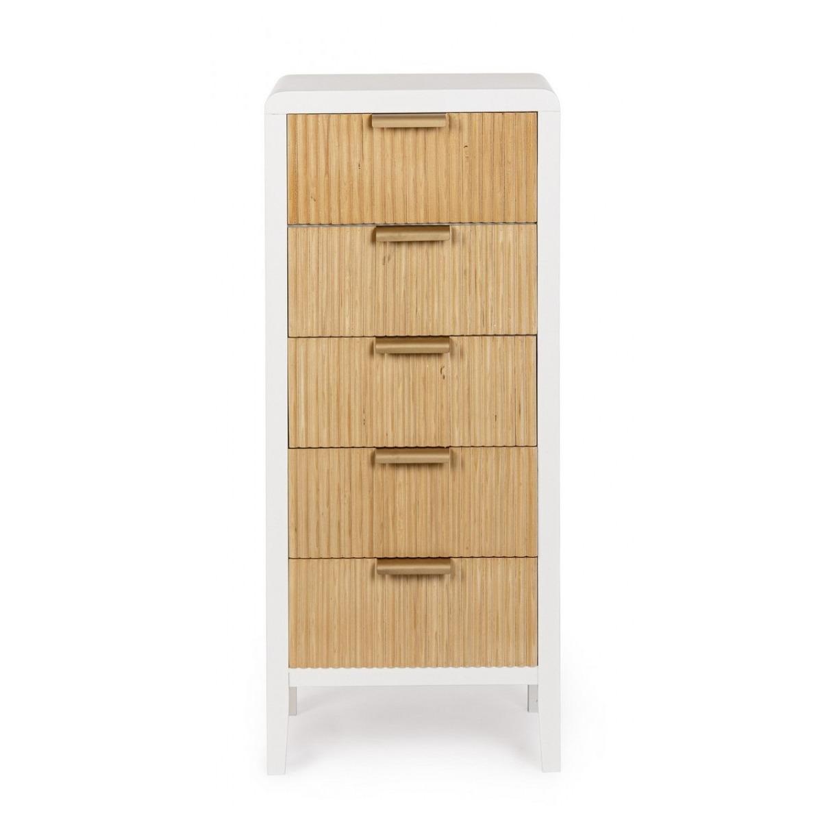 Cassettiera 5 Cassetti Charley Bianco-Naturale | Bizzotto