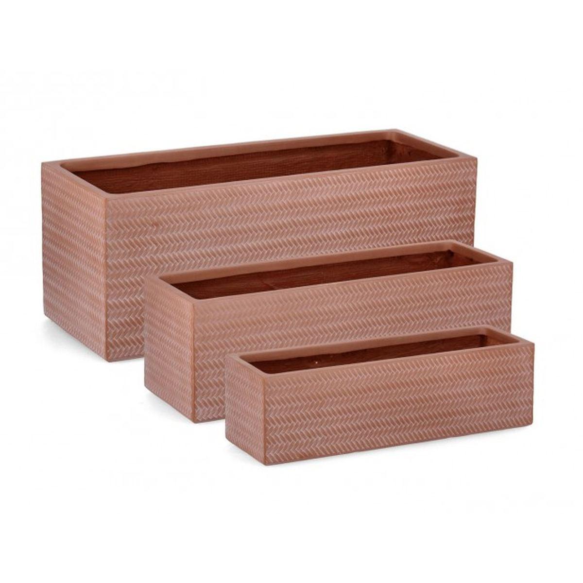 Portavaso Set pz.3 Tressage Rettangolare Terracotta | Bizzotto
