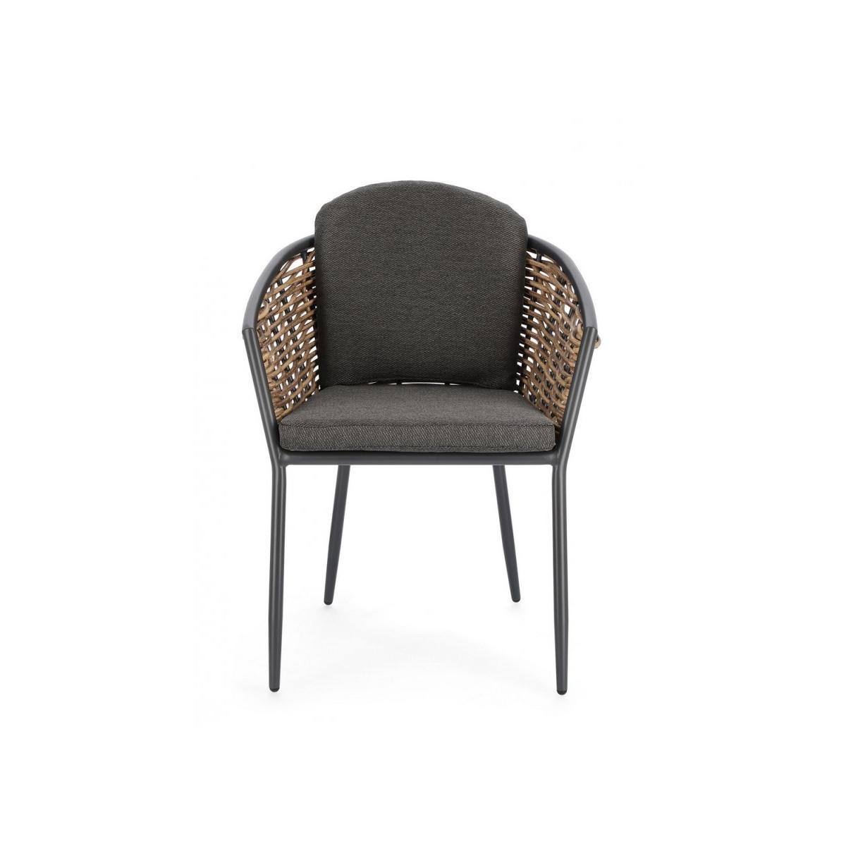 Sedia con Braccioli E Cuscino Maribela Antracite Yk13 | Bizzotto