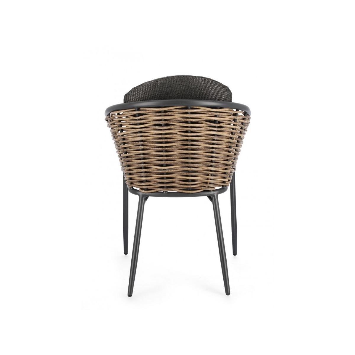 Sedia con Braccioli E Cuscino Maribela Antracite Yk13 | Bizzotto