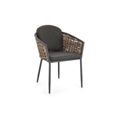 Sedia con Braccioli E Cuscino Maribela Antracite Yk13 | Bizzotto