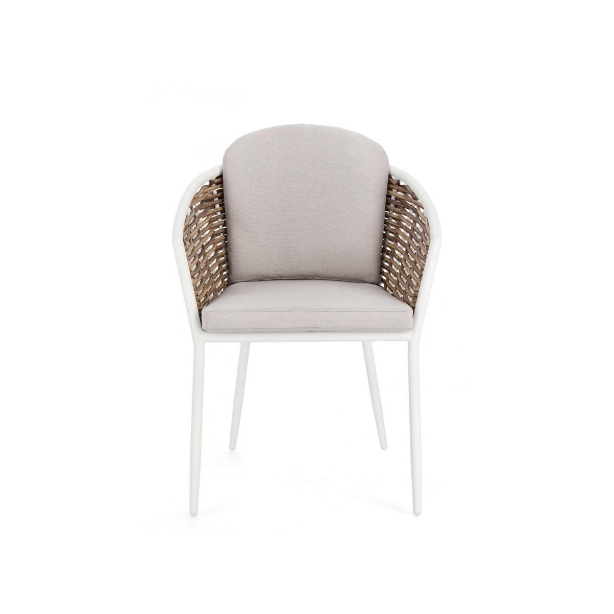 Sedia con Braccioli E Cuscino Maribela Bianco Yk11 | Bizzotto