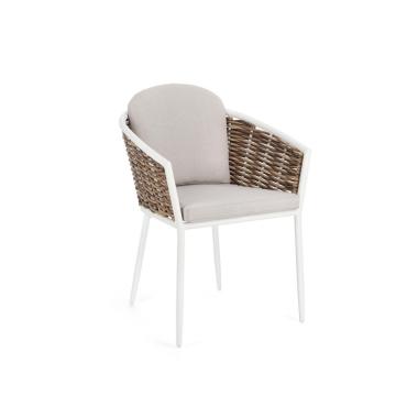 Sedia con Braccioli E Cuscino Maribela Bianco Yk11 | Bizzotto