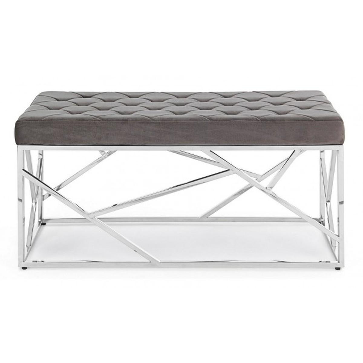 Panca Rayan Velluto Grigio 97x44 | Bizzotto