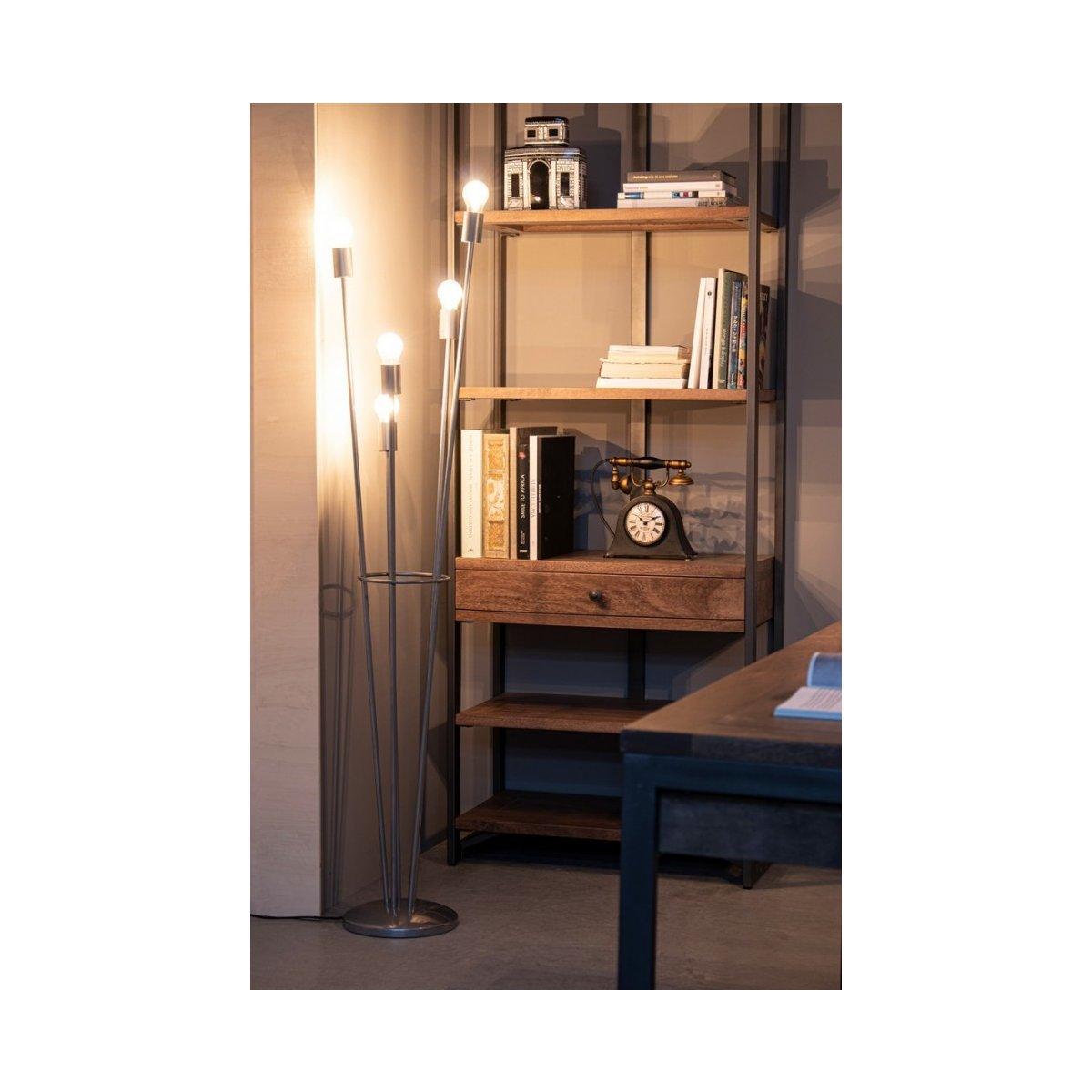 Piantana Fiaccola 5Luci Argento cm.H155 | Bizzotto