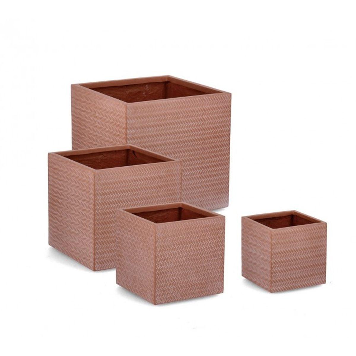 Portavaso Set pz.4 Tressage Quadro Terracotta | Bizzotto